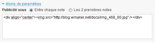 Insérez de la pub entre vos notes Insérez de la pub entre vos notes