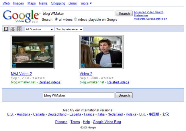 Disponibilité du Video Sitemaps Disponibilité du Video Sitemaps