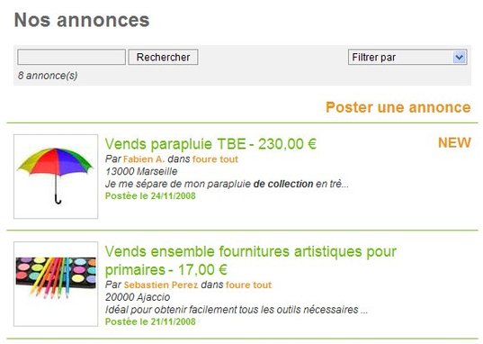 Vos nouvelles Petites Annonces ! Vos nouvelles Petites Annonces !