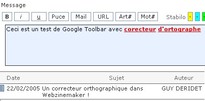 Google Toolbar avec correcteur d'orthographe