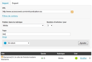 Import / Export RSS. Une nouvelle source de contenus pour vos sites Import / Export RSS. Une nouvelle source de contenus pour vos sites