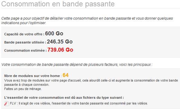 Stats détaillées de consommation de bande passante