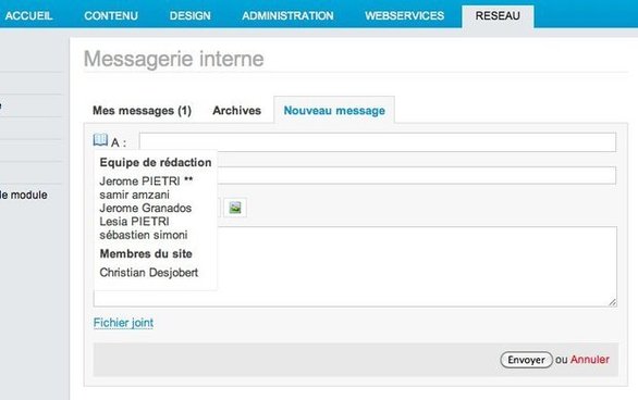 Messagerie interne entre le back et front Messagerie interne entre le back et front