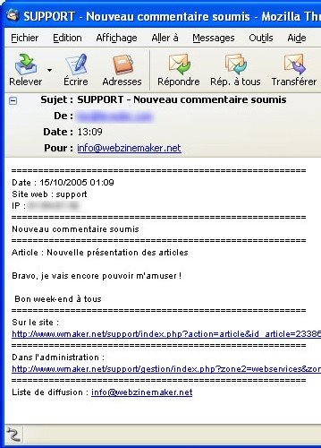 Email de notification Email de notification