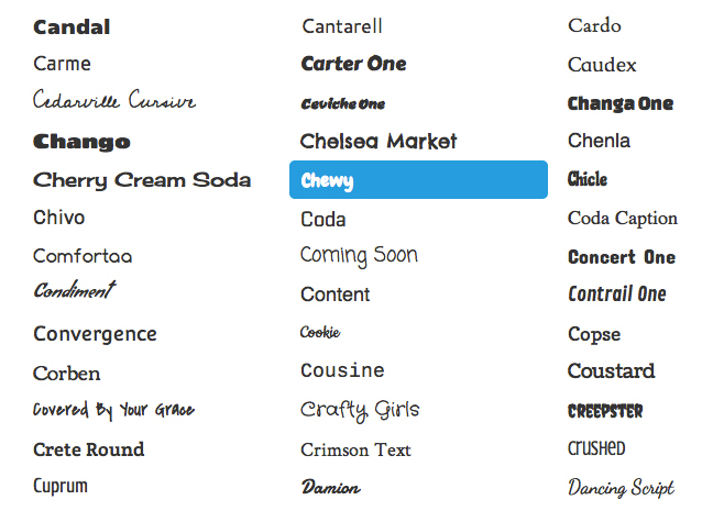 Google Web Fonts Google Web Fonts