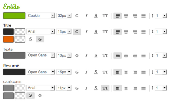 Nouvelle interface du paramétrage des polices