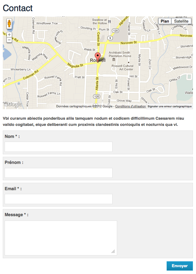 Formulaire de contact géolocalisé Formulaire de contact géolocalisé