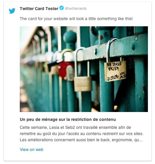 Exemple de Twitter Card Exemple de Twitter Card