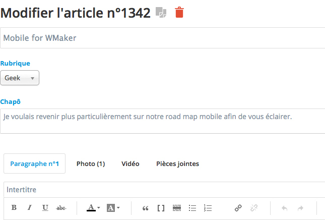 V6 : Nouvelle page Article V6 : Nouvelle page Article