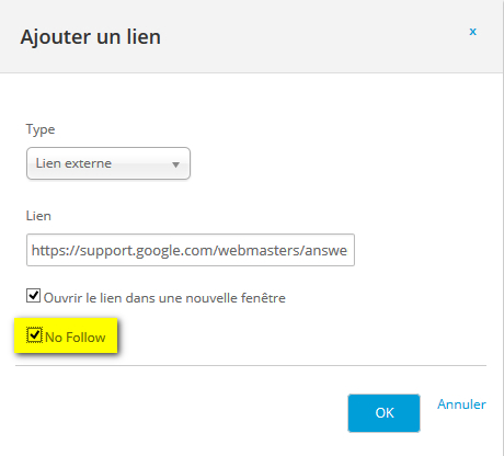 Attribut nofollow pour vos liens