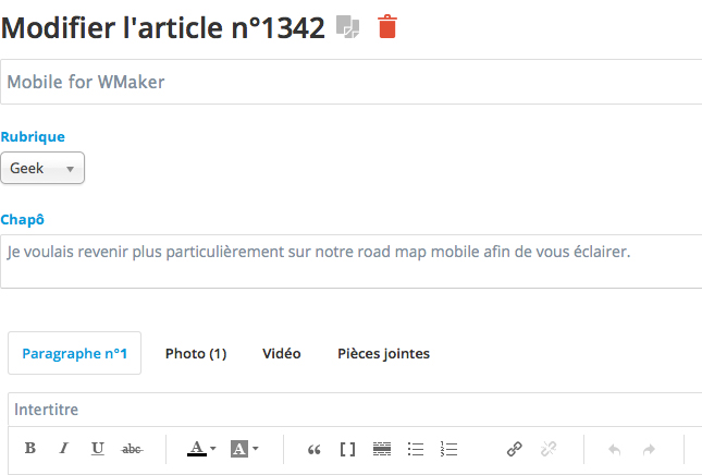 V6 : Nouvelle page Article V6 : Nouvelle page Article