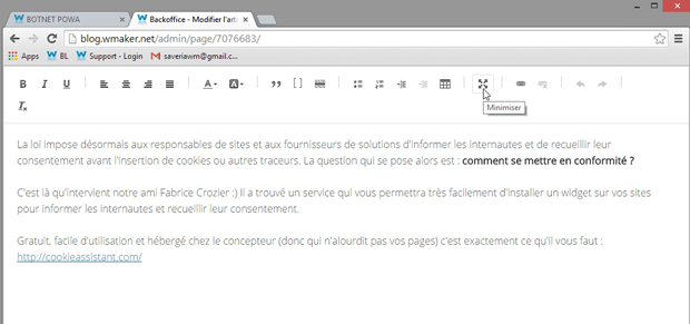 Mise à jour de l'éditeur de texte RTE Mise à jour de l'éditeur de texte RTE