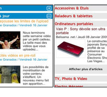 Rubriques à la Une en mode accordéon sur version iPhone