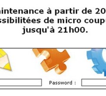 Maintenance des serveurs ce soir à 20 heures Maintenance des serveurs ce soir à 20 heures